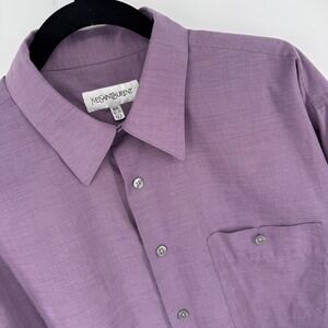 Yves Saint Laurent Purple Dress Shirt Mens 16 1/2 L Long Sleeve Button Down